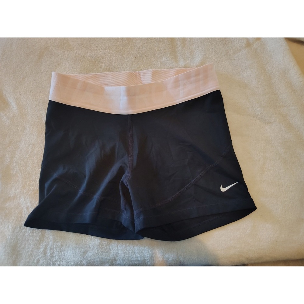 Nike Pro Dri-FIT Womens Compression Training Shorts Black Pink Waistband‎ Size M